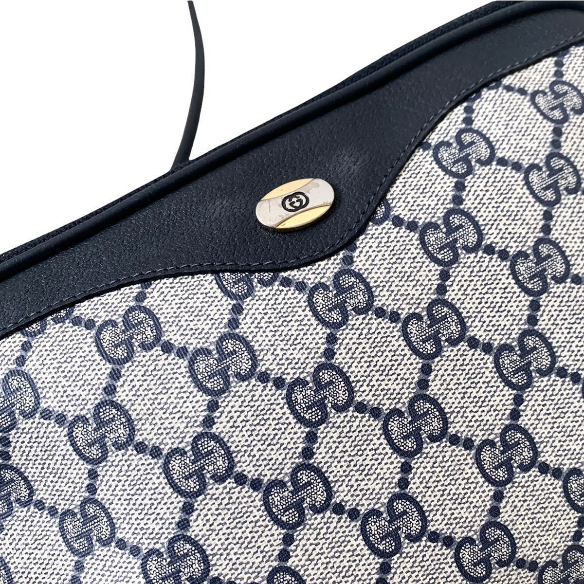 オールドグッチ　ショルダーバッグ　インターロッキング　GGスプリーム　グレー　紺 GUCCI - オールドグッチ 2way ショルダーバッグ インターロッキング GG