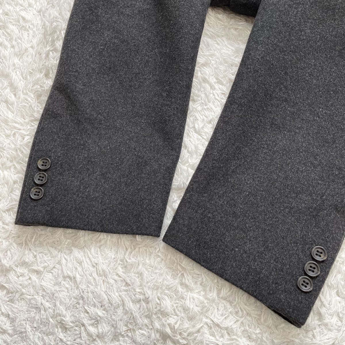 極美品【極上ピュアカシミヤ100%】『繊維の宝石』チェスターコート ロングアウター シングル チャコールグレー 灰色 メンズ Lサイズ位 | カシミヤ 大判マフラー 首 シングルピュアカシミヤ毛布 ご好評第2弾！カシミヤを超える！？贅沢素材ホワイトヤク100%極上