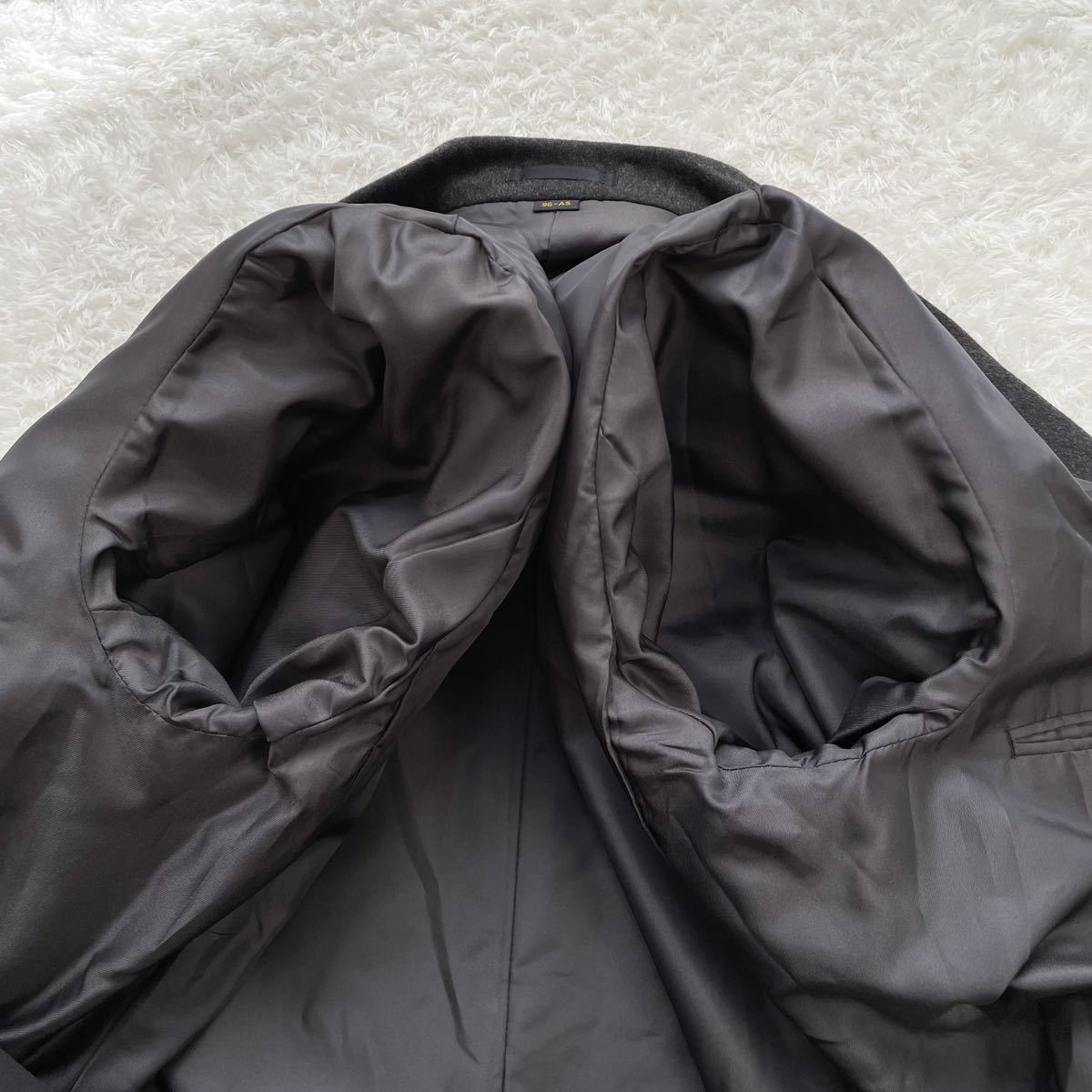 極美品【極上ピュアカシミヤ100%】『繊維の宝石』チェスターコート ロングアウター シングル チャコールグレー 灰色 メンズ Lサイズ位 | カシミヤ 大判マフラー 首 シングルピュアカシミヤ毛布 ご好評第2弾！カシミヤを超える！？贅沢素材ホワイトヤク100%極上