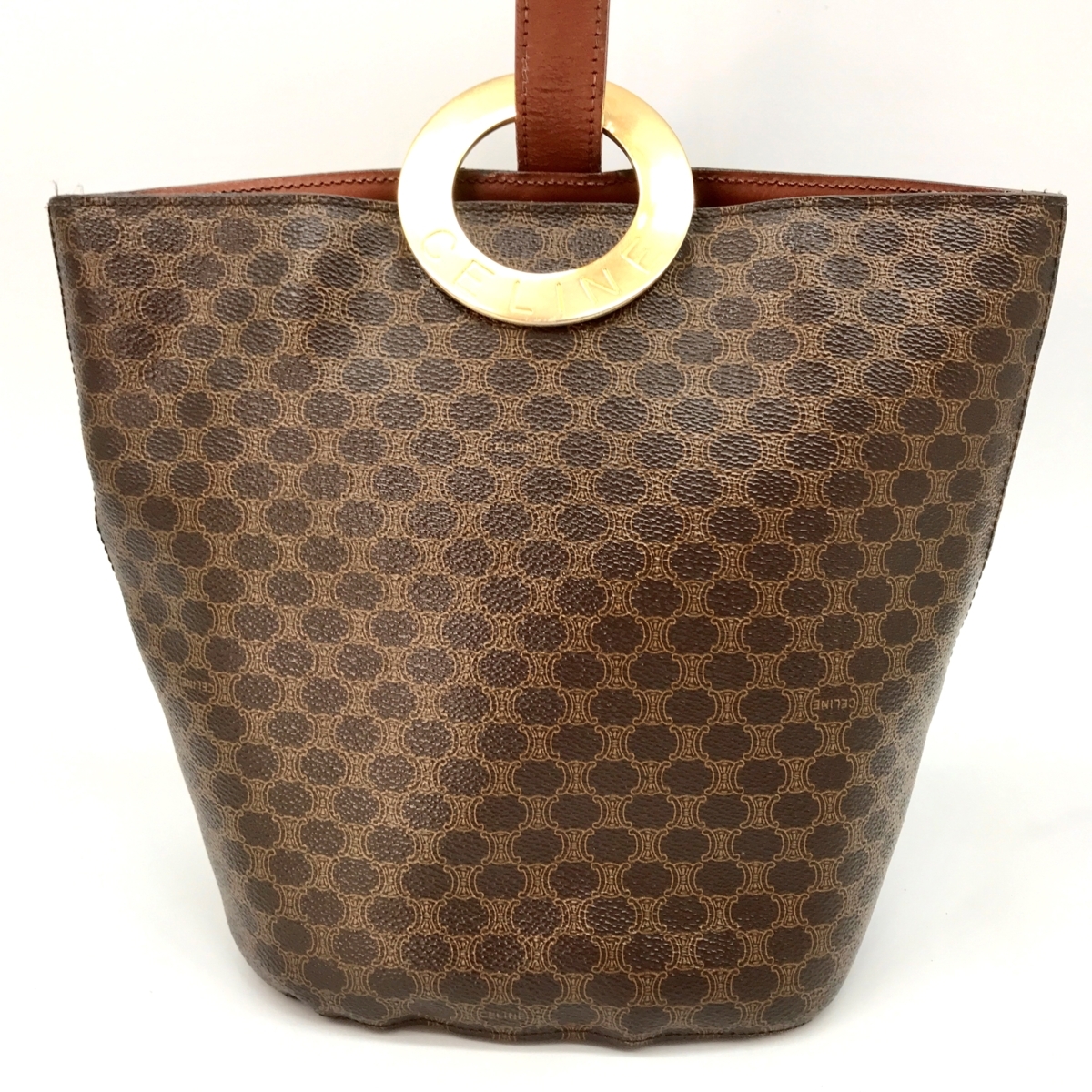 M3042 1円 CELINE セリーヌ マカダム サークル ショルダー バッグ 茶色 CELINE セリーヌ マカダム サークルロゴ クロスボディ ショルダー