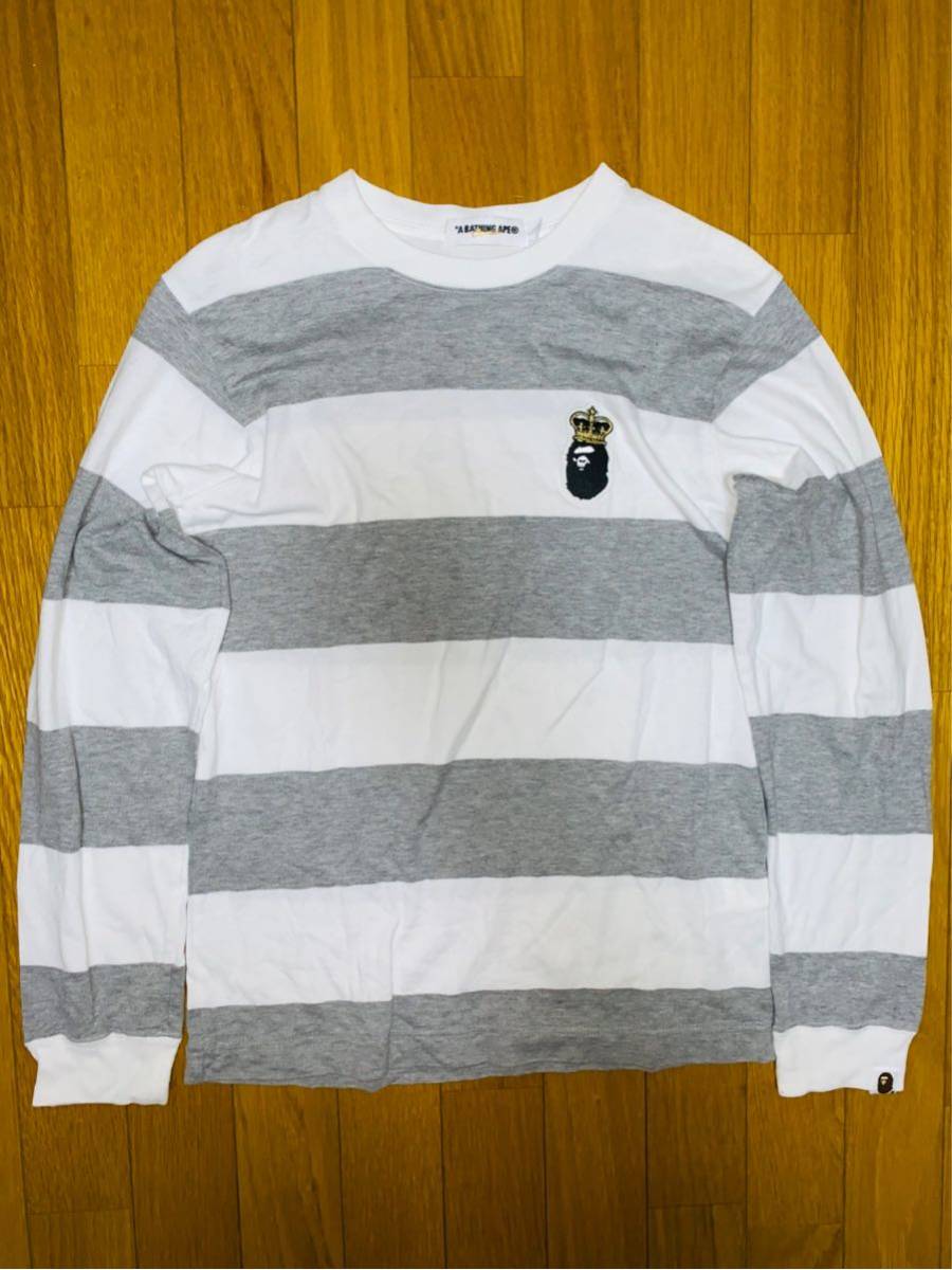 A BATHING APE 長袖ボーダーラガーシャツ STRIPE HEAVY WEIGHT LOOSE FIT RUGBY SHIRT | bape.com