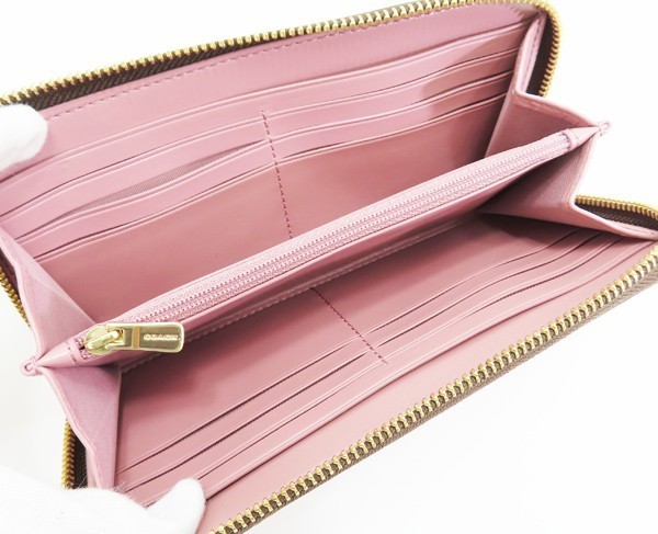 ◇美品【COACH コーチ】シグネチャー フラワー ラウンドファスナー長 