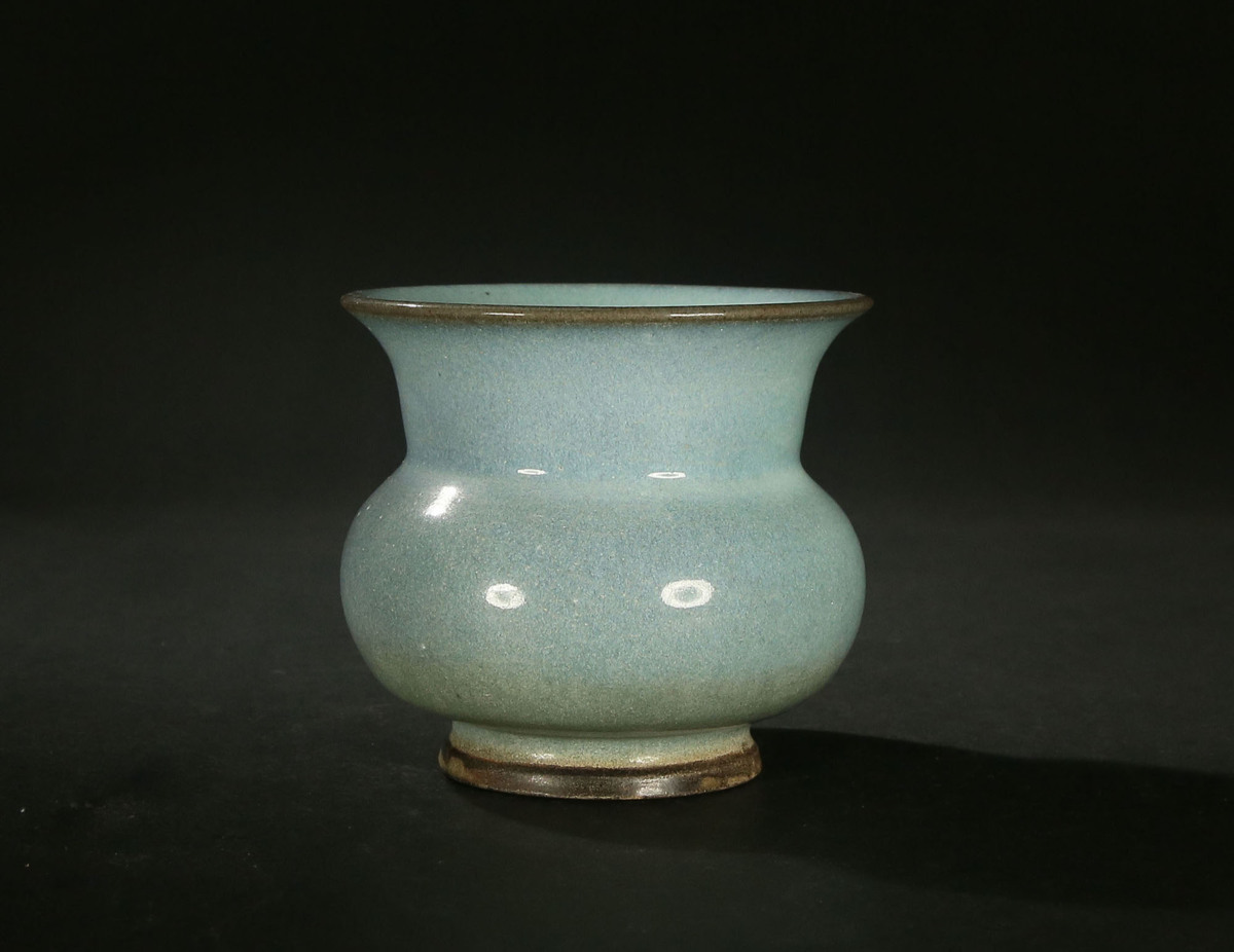 □大成美術□鈞窯藍釉渣斗 （検） 宋代 染付 陶磁器 唐物 中国美術