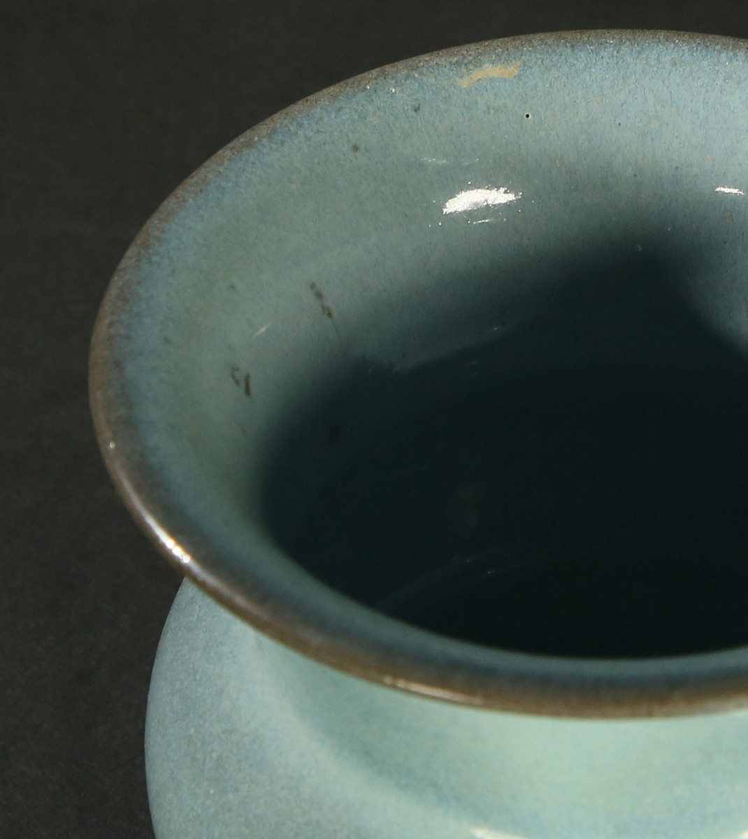 □大成美術□鈞窯藍釉渣斗 （検） 宋代 染付 陶磁器 唐物 中国美術