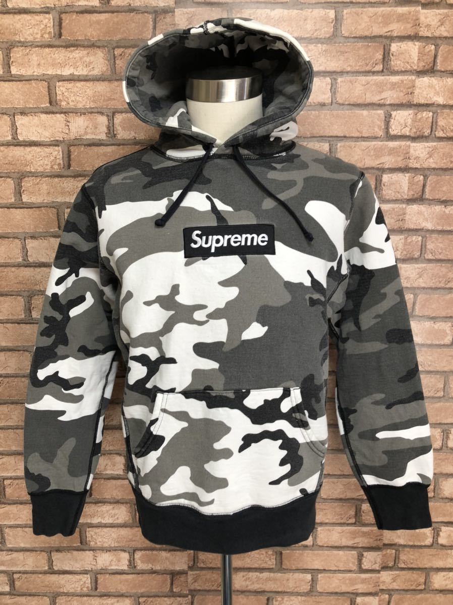 Logo Box Supreme Hooded Sweatshirt 13AW Size Red Tee Pullover 