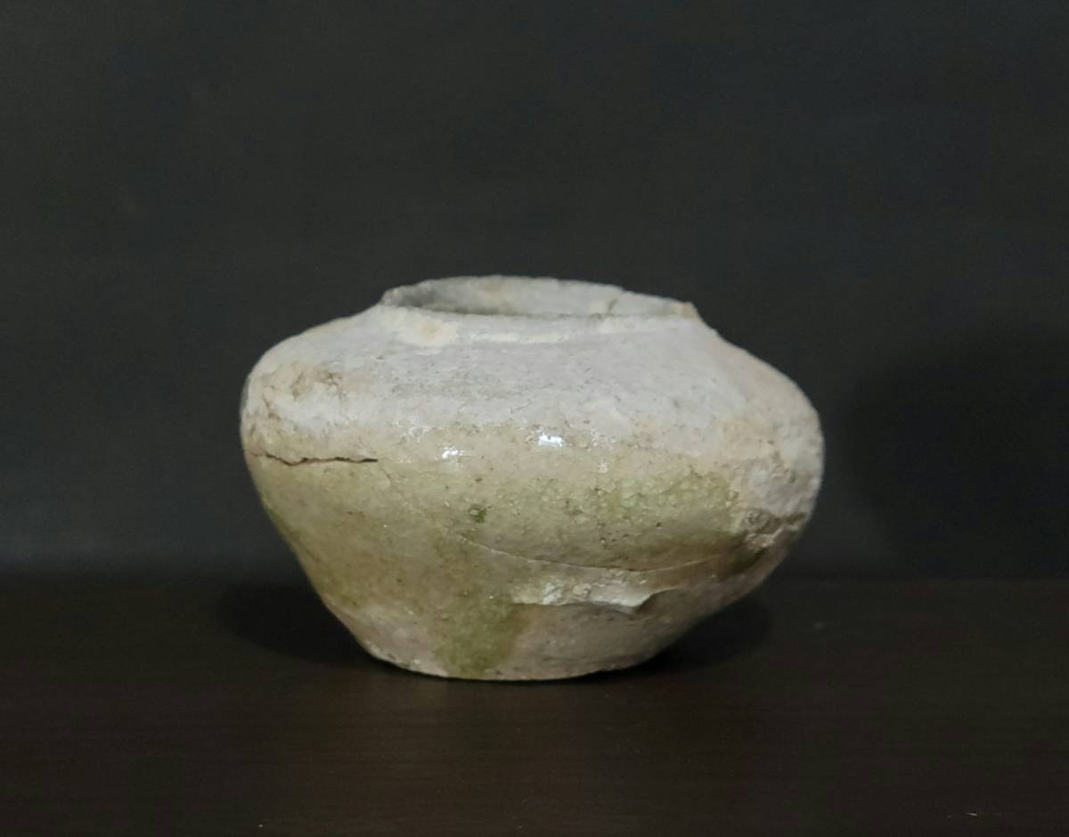 古瀬戸佛花瓶 古美術柳 古瀬戸 灰釉 印花文 仏花瓶 鎌倉