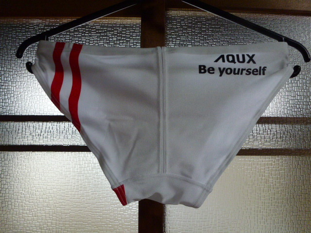 新品 未使用 完売品 AQUX 透け 水着 ポロパン 競泳水着 競パン 白+