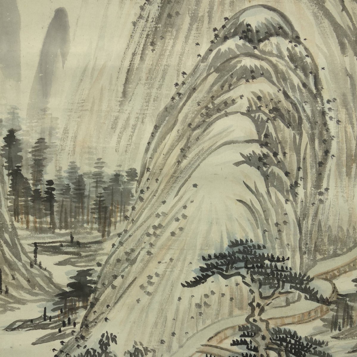 【真作】絵画　水墨画　山水画　伝統書画　文人趣味　漢詩と山水の書画　Y147 真作】喜聞◇『岡田米山人 山水図漢詩文賛』1幅 古筆 古文書 古書 日本