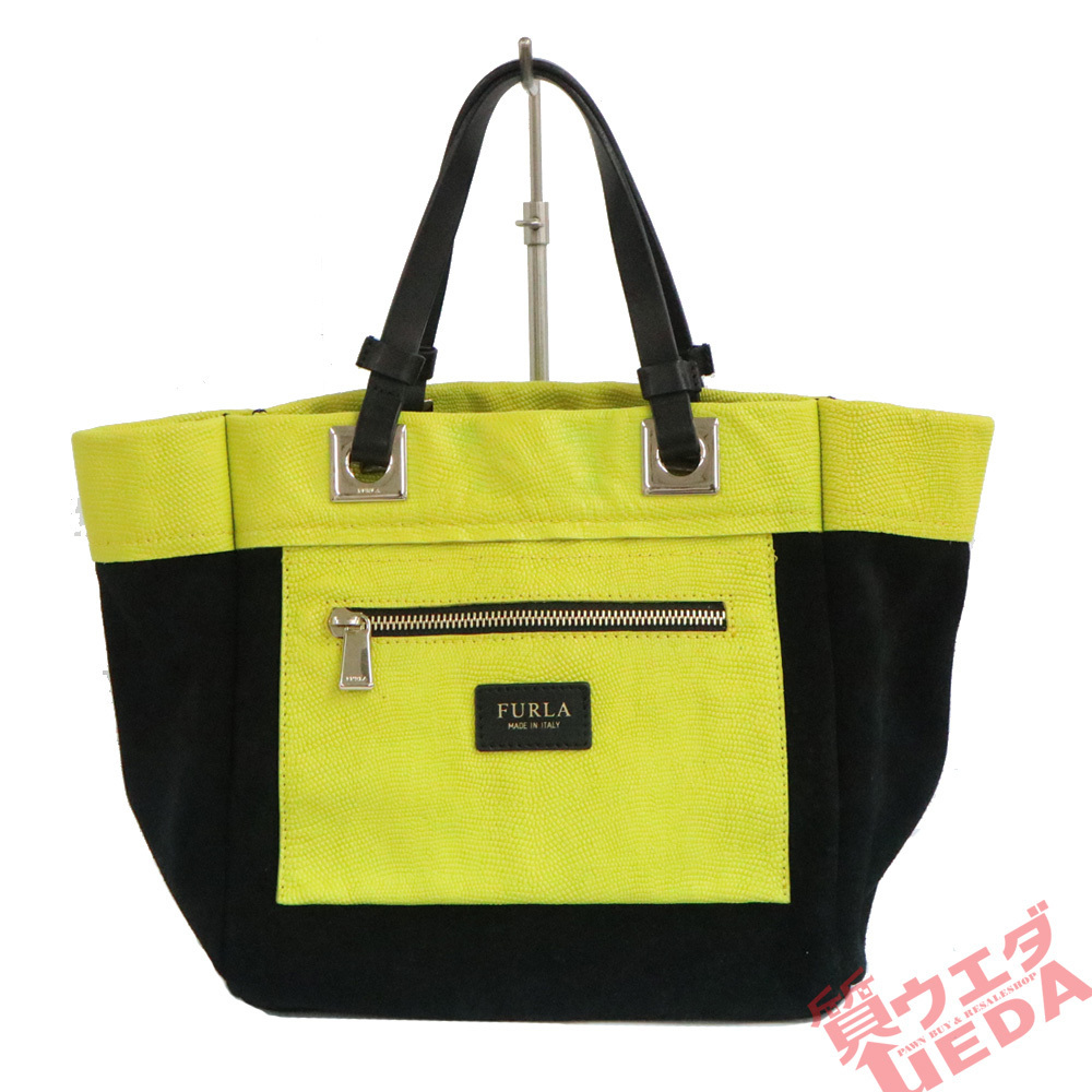 名古屋】1円～ FURLA フルラ ハンドバッグ ミニトート レザー イエロー 