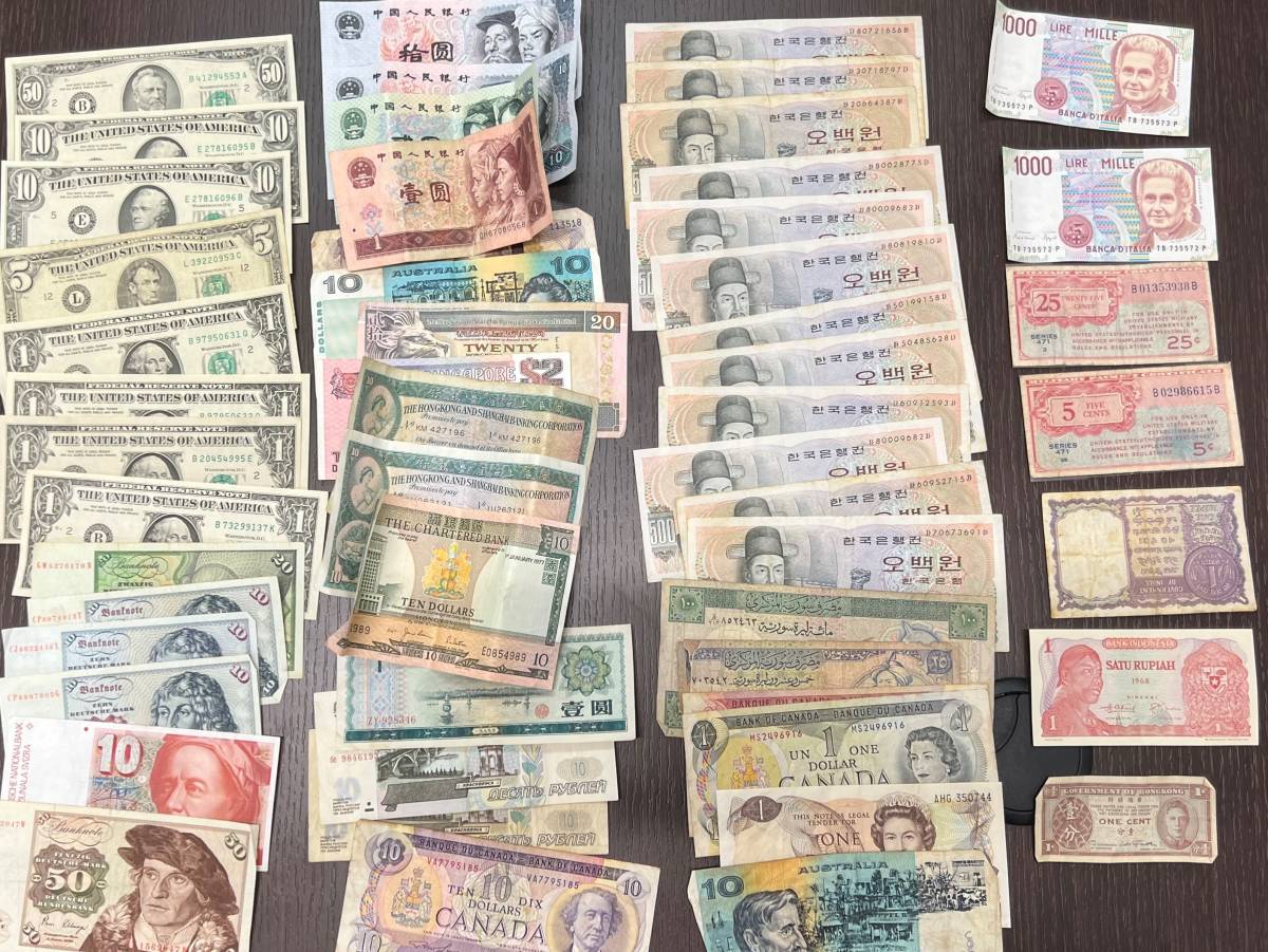 724A 【ちょっとの外国銭・紙幣おまとめ】 紙幣 アメリカ 中国 欧州 