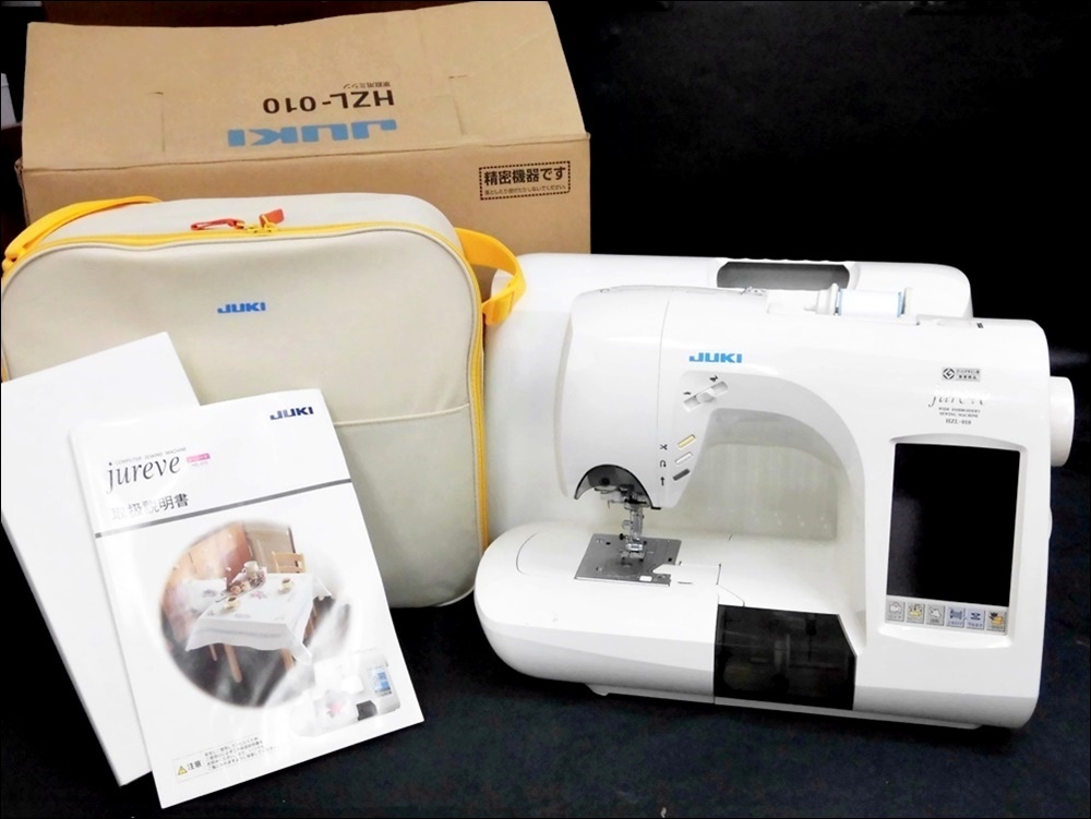 JUKI HZL-010N ミシン ジュレーブ と刺繍機、刺繍枠（中）（○超美品  
