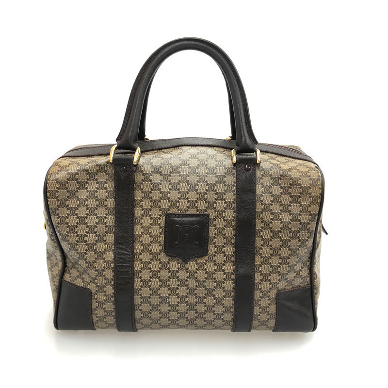 美品 セリーヌ CELINE マカダム柄 ミニボストン ハンドバッグ 美品 セリーヌ CELINE マカダム柄 ミニボストン ハンドバッグ