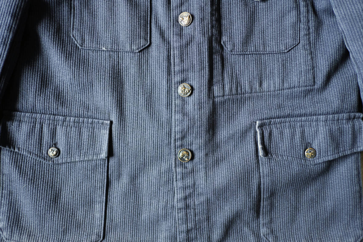 60s 70s ブルーグレーシャンブレーコットンピケ ハンティング