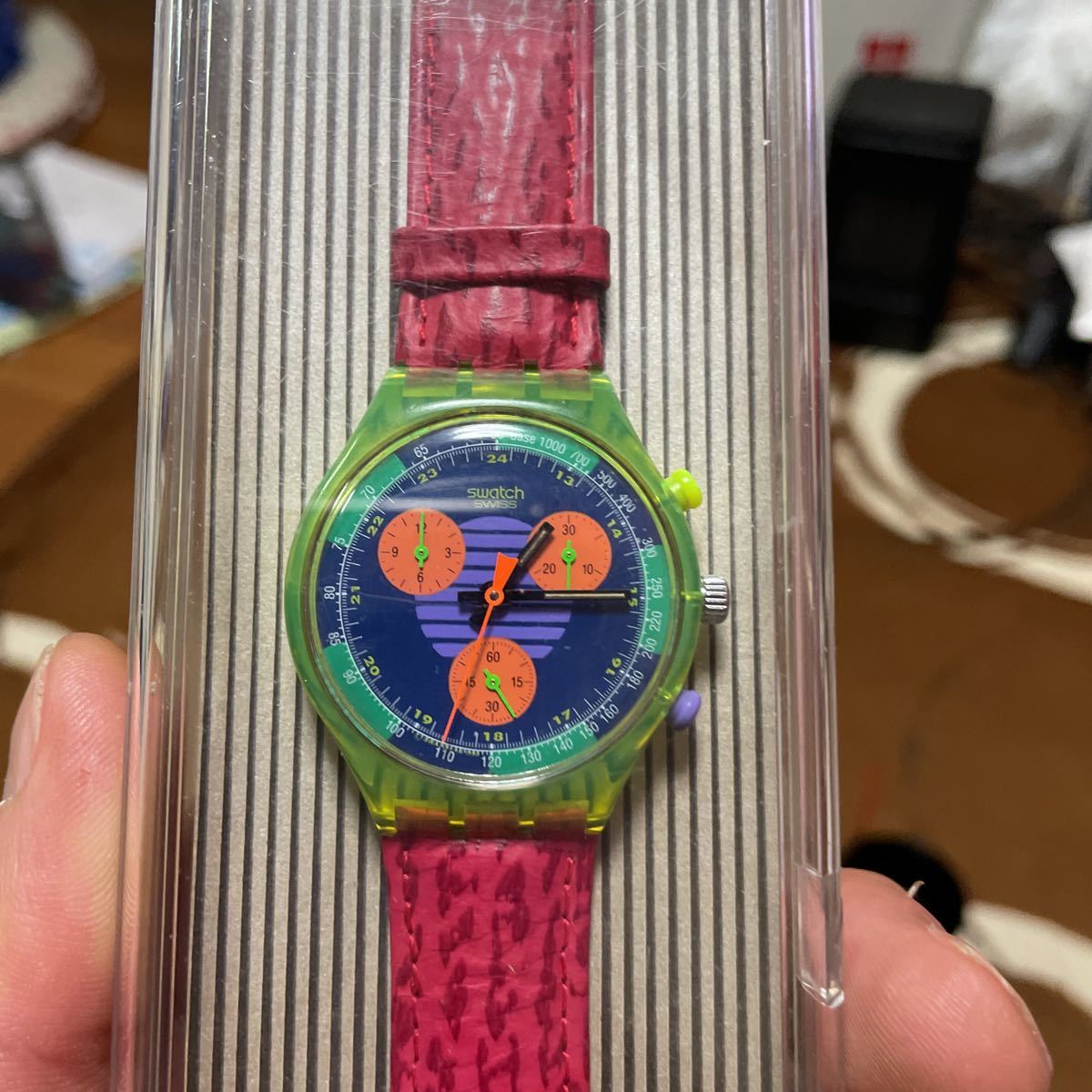 最初機モデル。稼働絶好調。奇跡の個体1オーナーコレクター出品1976年製　SWATCHクロノグラフ。動作完璧。クロノグラフ全稼働。