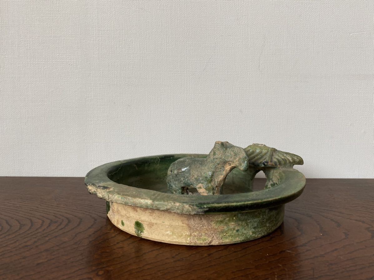 中国古代美術 東漢 漢時代 緑釉陶倉 穀倉形器 三足 出土古陶 唐物 古物