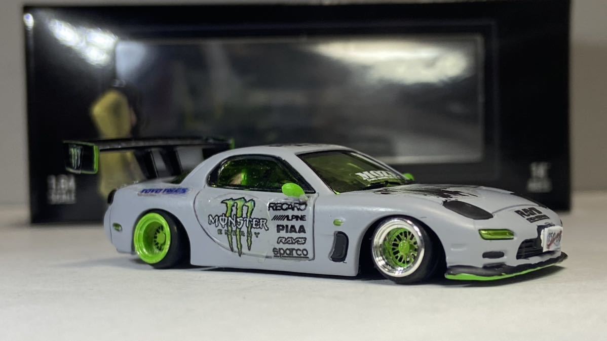 1/64 改 マツダ fd3s RX-7 車高短 深リムホイール モンスターエナジー