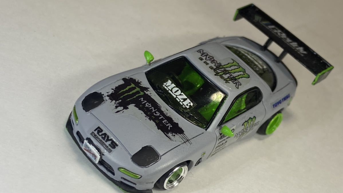 1/64 改 マツダ fd3s RX-7 車高短 深リムホイール モンスターエナジー