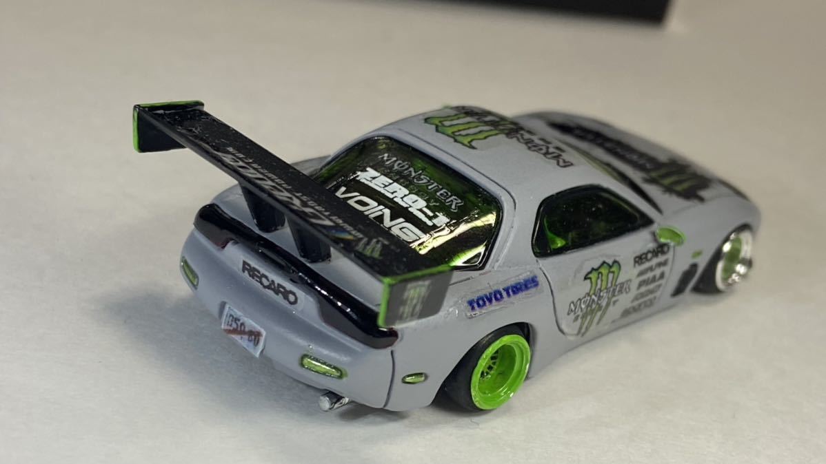 1/64 改 マツダ fd3s RX-7 車高短 深リムホイール モンスターエナジー