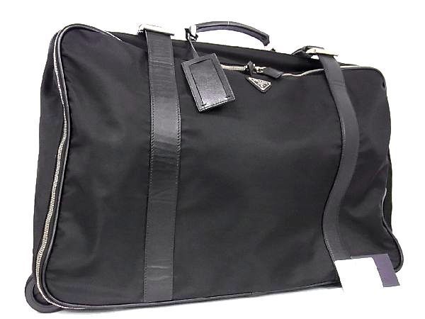 1円 □美品□ PRADA プラダ テスートナイロン×レザー 2輪 スーツケース 