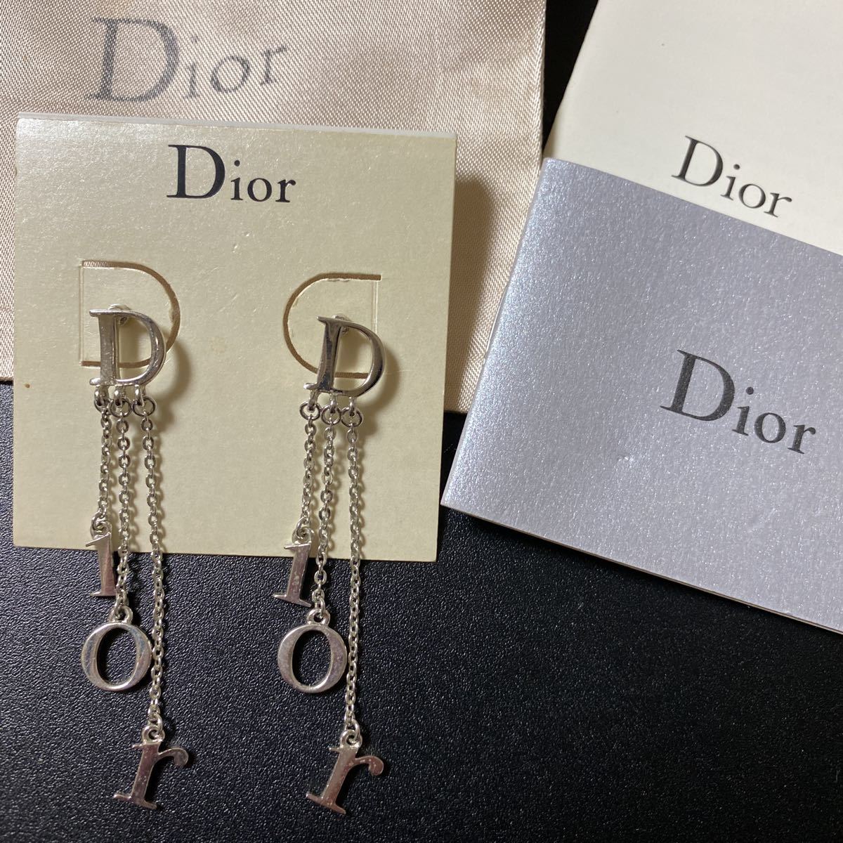 Christian Dior クリスチャン・ディオール ロングピアス シルバー 美品 