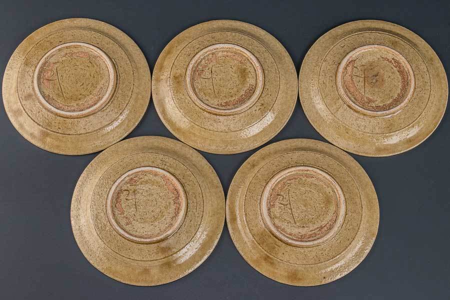 真】岩月竹光 黄瀬戸五寸皿 共箱 9612