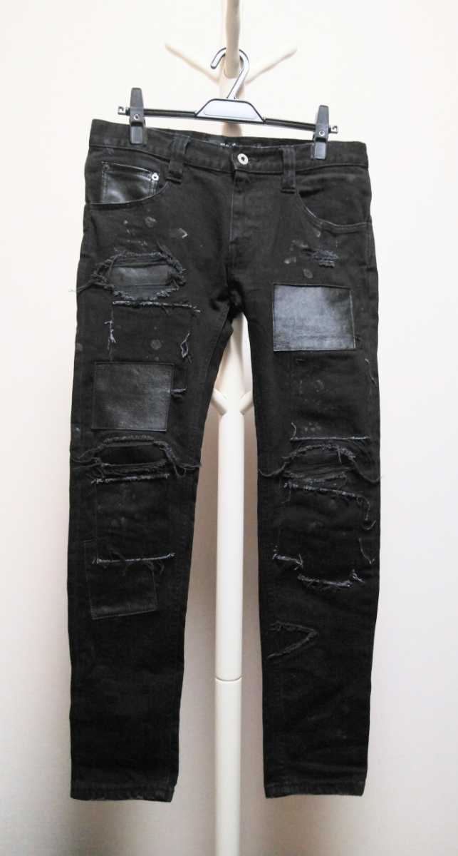 ブランド別 NO ID BLACK×OVERDESIGN 17SS レザースタッズ クラッシュ 