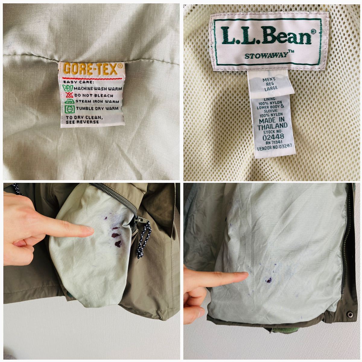 GORE-TEX 90s USA L.L.Bean STOWAWAY マウンテンパーカー ゴアテックス 