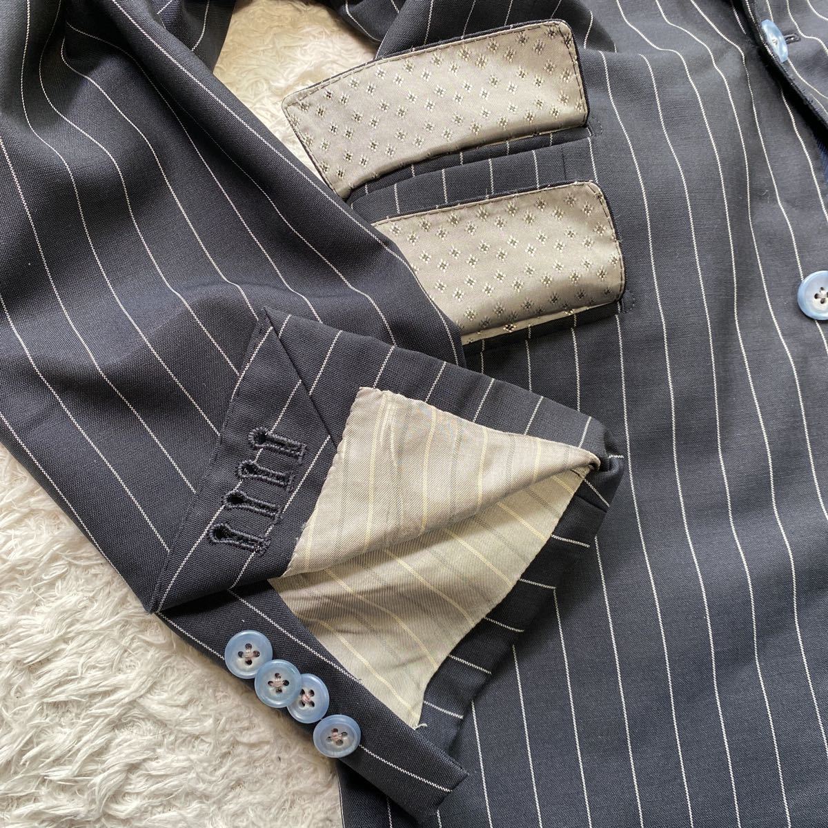 azabu tailor 麻布テーラー 裏地釘抜柄 2B シングルスーツ ブラック 