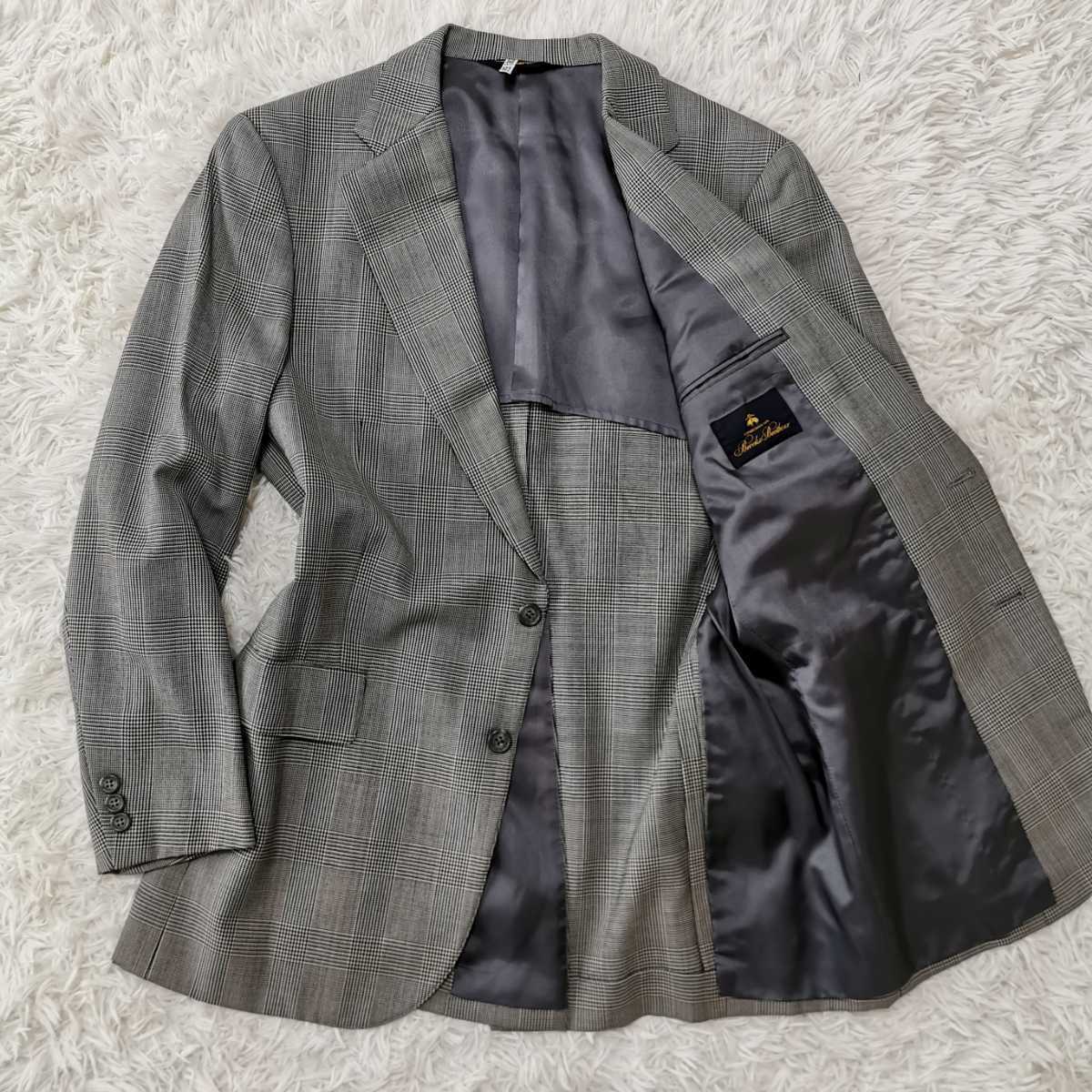 【限定SALE，定番人気】 紳士の風格 ブルックスブラザーズ テーラードジャケット グレンチェック 千鳥柄 Brooks Brothers ウール100% グレー系 XL位(XLサイズ以上)｜売買されたオークション情報、yahooの商品情報をアーカ XLサイズ以上