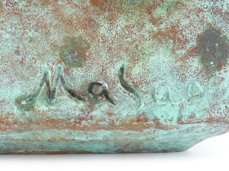 【都屋】43　池田満寿夫「陽関」共箱 高さ 約16cm 幅 約14cm×約15cm 銅製 花器 花瓶 置物