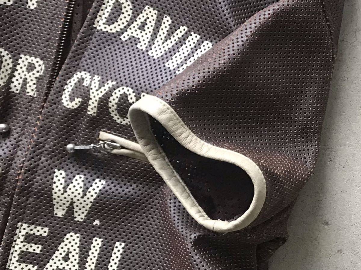 Harley Davidson 半袖パンチングレザージャケット L 海外 L