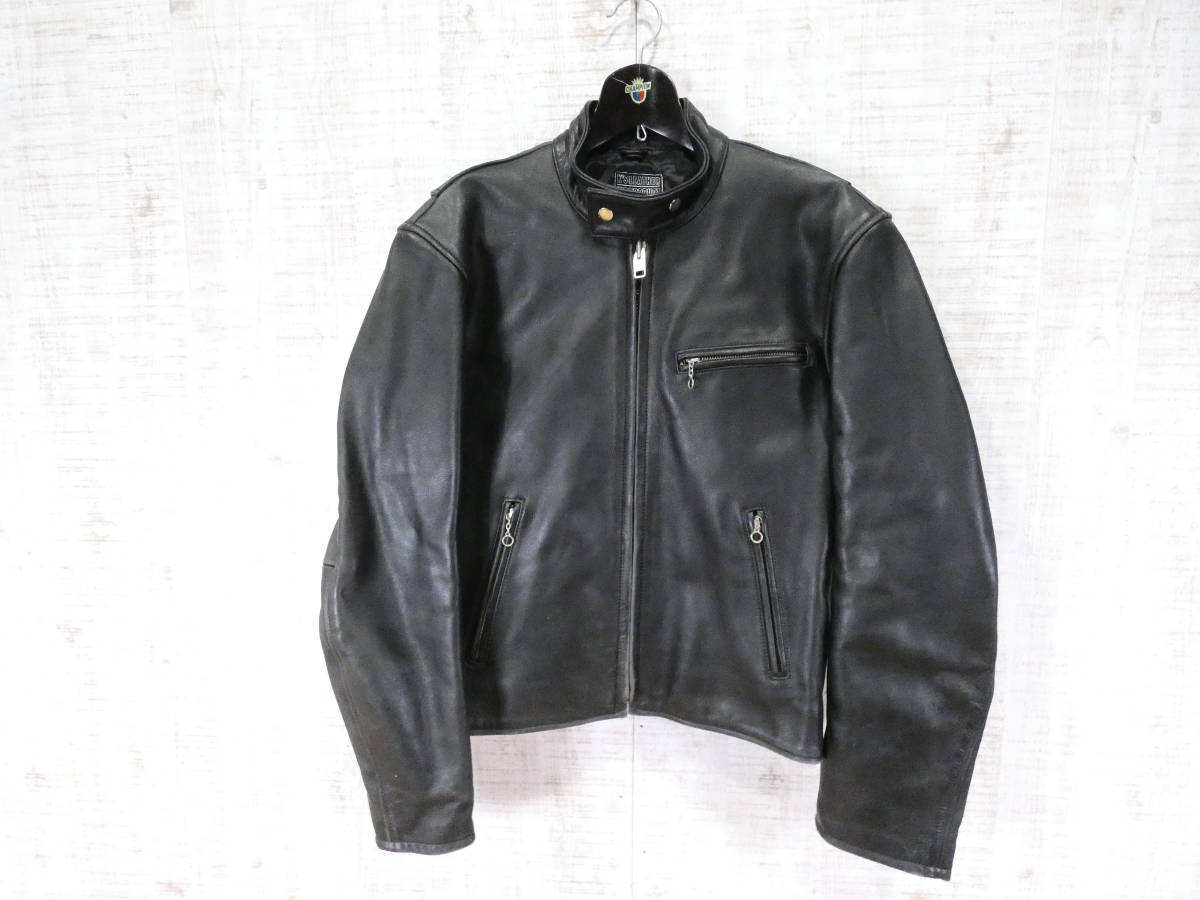 ☆100円スタート!USED【KADOYA】SINGLE RIDERS JKT★サイズ:L カドヤ/K'S LEATHER/牛革/シングル/ライダース/ブラック/使用感あり@100