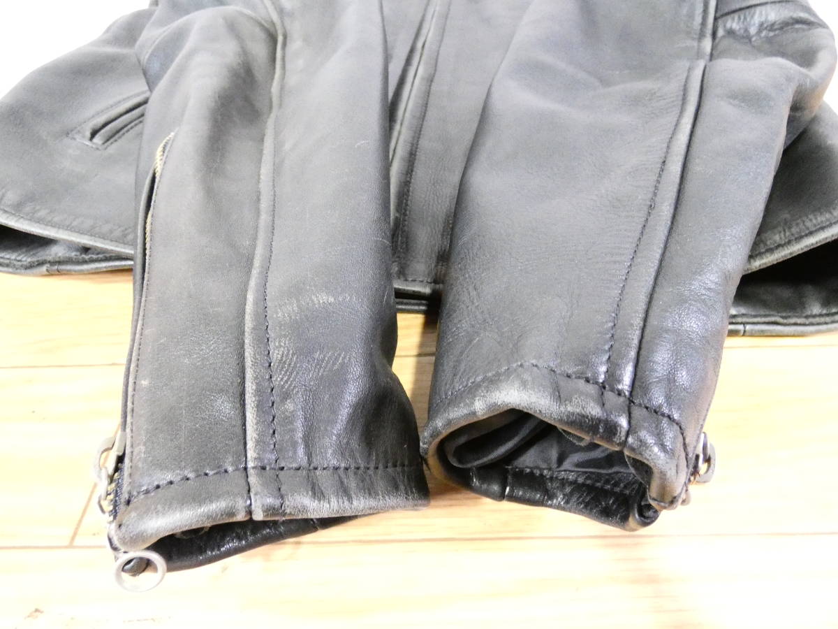 ☆100円スタート!USED【KADOYA】SINGLE RIDERS JKT★サイズ:L カドヤ/K'S LEATHER/牛革/シングル/ライダース/ブラック/使用感あり@100