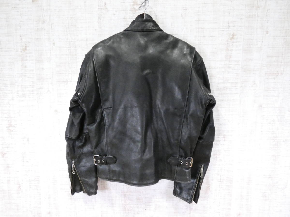 ☆100円スタート!USED【KADOYA】SINGLE RIDERS JKT★サイズ:L カドヤ/K'S LEATHER/牛革/シングル/ライダース/ブラック/使用感あり@100