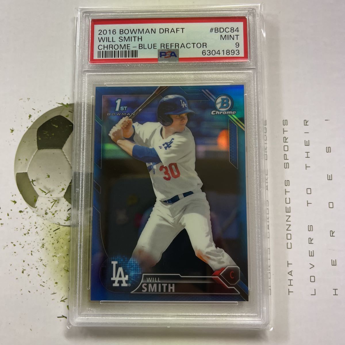 2016 Bowman Chrome Draft Will Smith RC Rookie Blue Refractor PSA 9 Mint 001/150 チームカラー　ファーストナンバー　dodgers