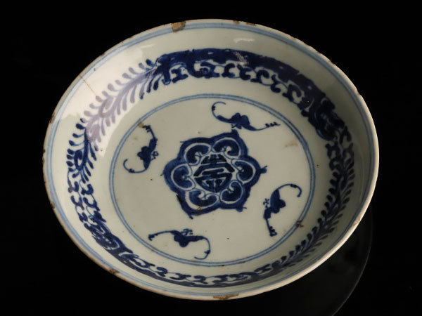 流 中国美術 新渡 染付蝙蝠文小皿 TC420(染付)｜売買され