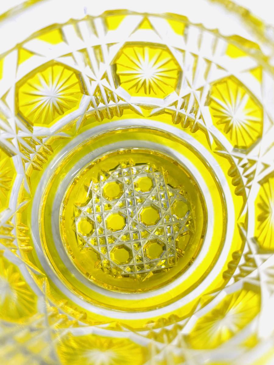 薩摩切子 島津薩摩切子 薩摩ガラス工芸 | 黄 創作 馬上杯 金赤 (サツマ