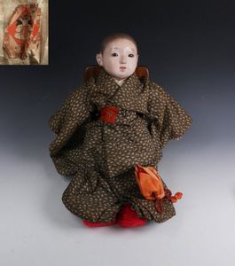 豆市松 市松人形 着物 男の子 12cm 在銘 大正時代 市松人形 市松人形