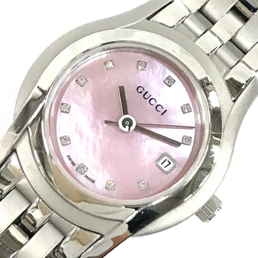 ✨稼働✨ GUCCI グッチ 腕時計 5500L 11Pダイヤ シェル文字盤 稼働 
