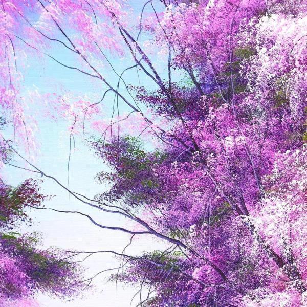 真作】【WISH】寺井孝「角館の桜」油彩 30号 大作 ◇優美枝垂れ桜・春景