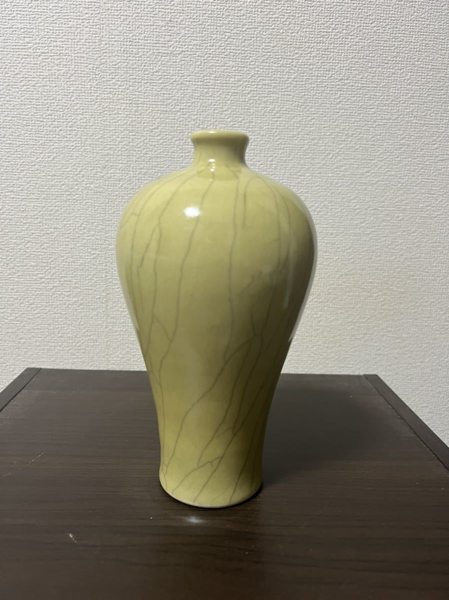 黄色花瓶 古美術 中国美術 骨董品 唐物 古伊万里 景徳鎮 清朝期 清時代