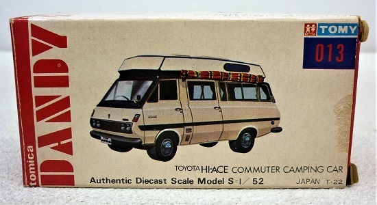 トミカ ダンディ 013 トヨタ ハイエース キャンピングカー箱付き Tomica Toyota Dandy Hiace Land DANDY 1:43, Cruiser, Red 013, boxed