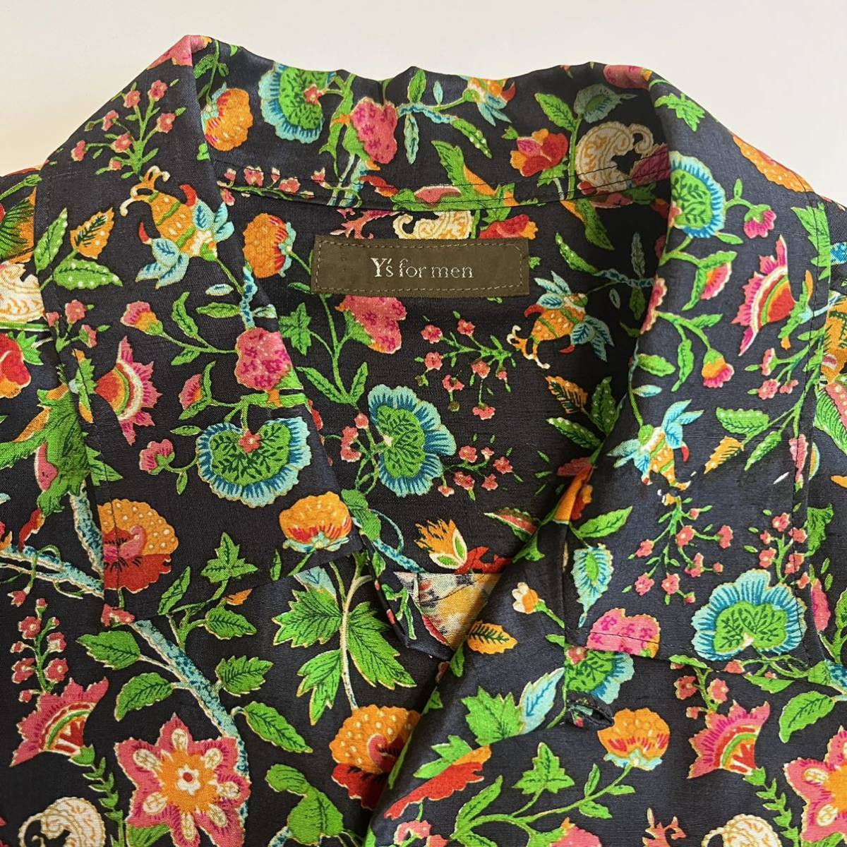 希少 シルク y's for men 半袖シャツ 花柄シャツ オーバーサイズ
