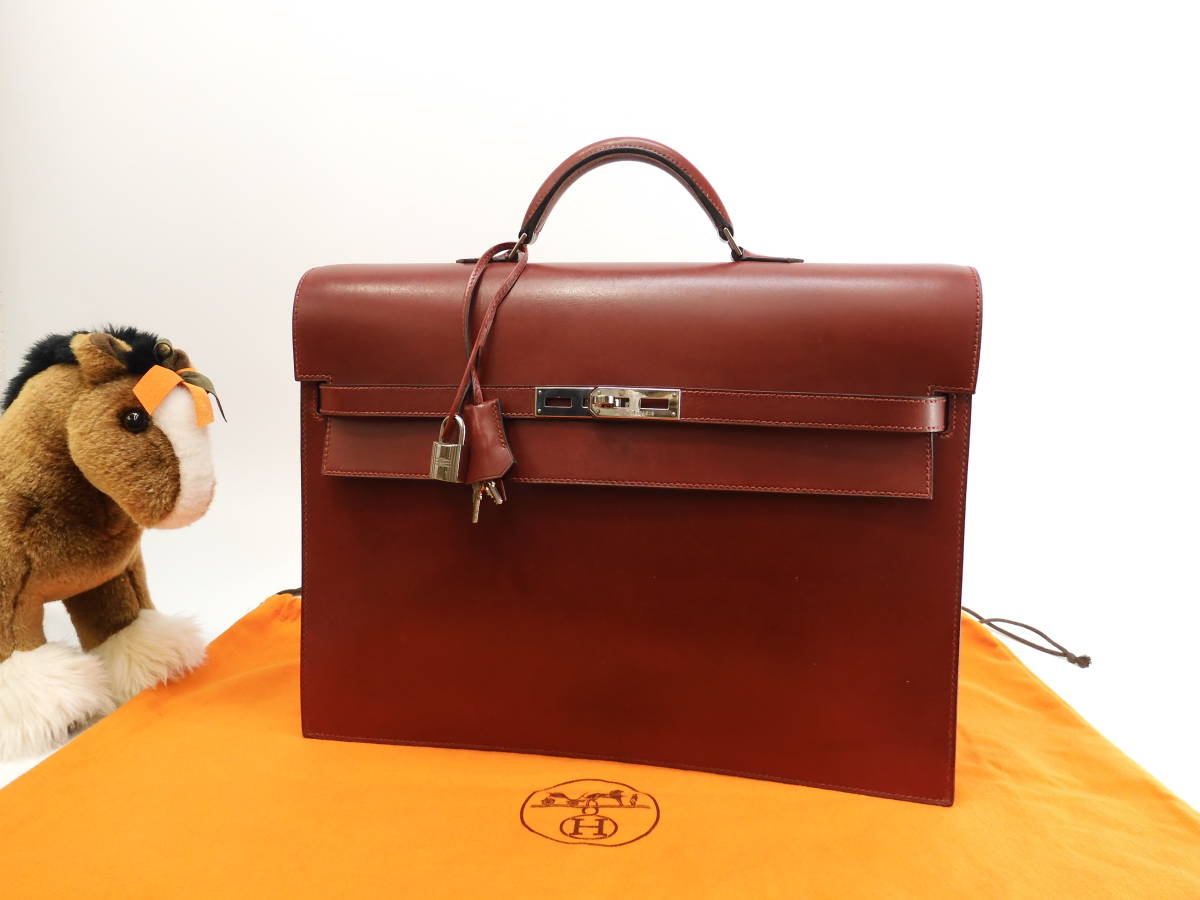 エルメス ケリーデペッシュ38 カーフ赤茶 シルバー金具 ブリーフケース@□E エルメス HERMES ケリーデペッシュ38 HERMES(エルメス)&frasl;ケリー・デペッシュ38&frasl;ボックスカーフ×ルージュ ボックス 最新価格相場