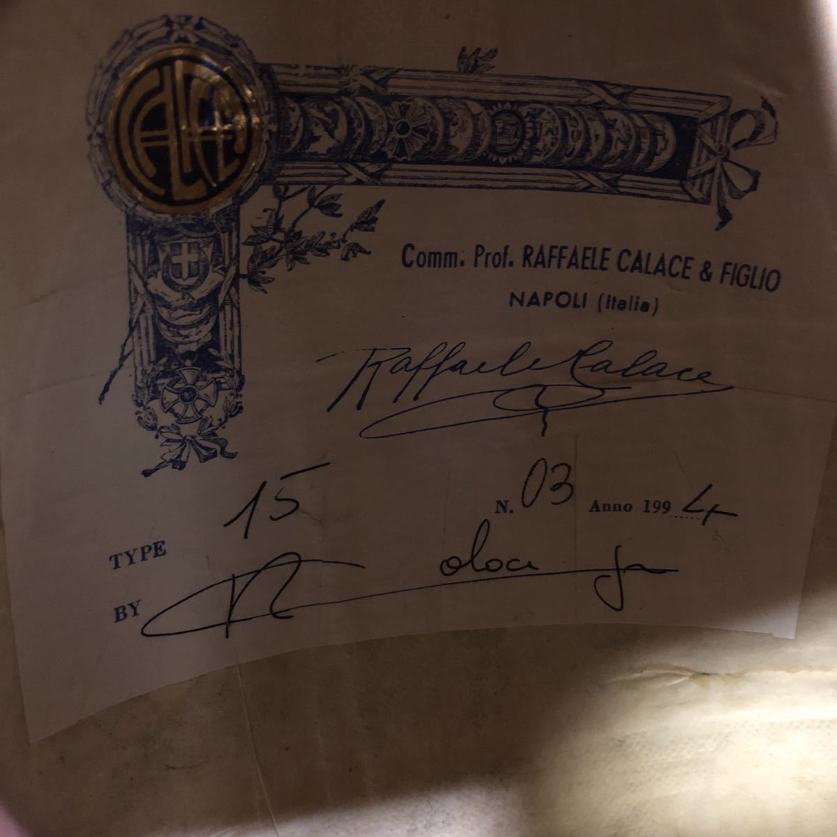 (Ia-1 Mi) RAFFAELE CALACE & FIGLIO NAPOLI TYPE 15 マンドリン ラファエレ Anno 1994(BST14) Calace Raffaele Mandolin stream available sale