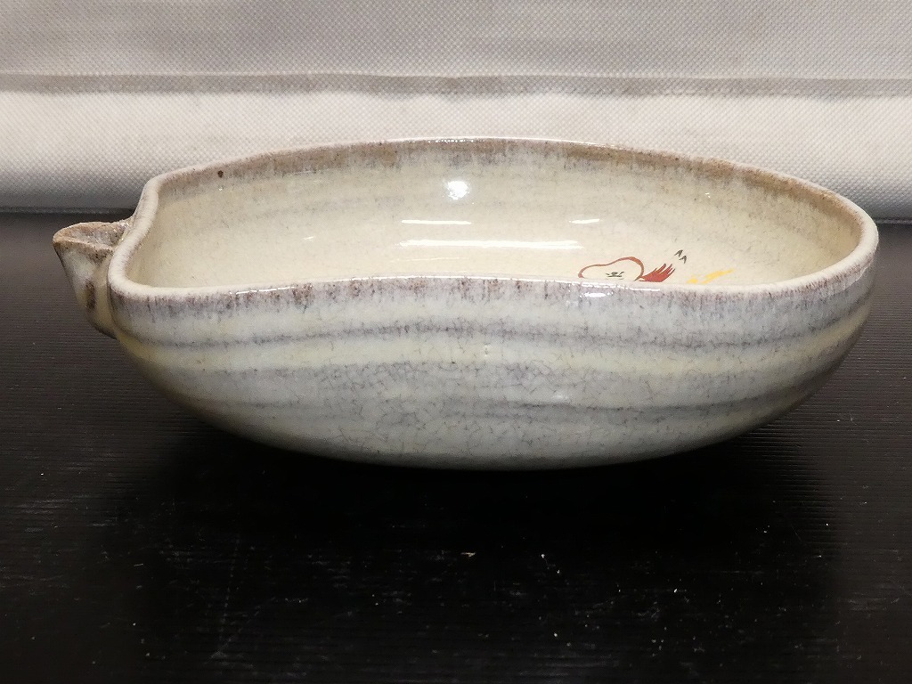 大塩正人 花入 奈良絵 赤膚焼 14cm 正人作 お茶道具 華道 花器 花瓶