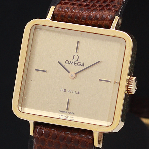 手巻き デビル OMEGA ゴールド文字盤 オメガ 1円 VILE レディース