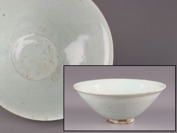 北宋青白磁腰折皿　中国古玩　アンティーク 中国古玩 唐物 宋代 時代物 極上品 青磁 鉢 初だし品 影青 D3569