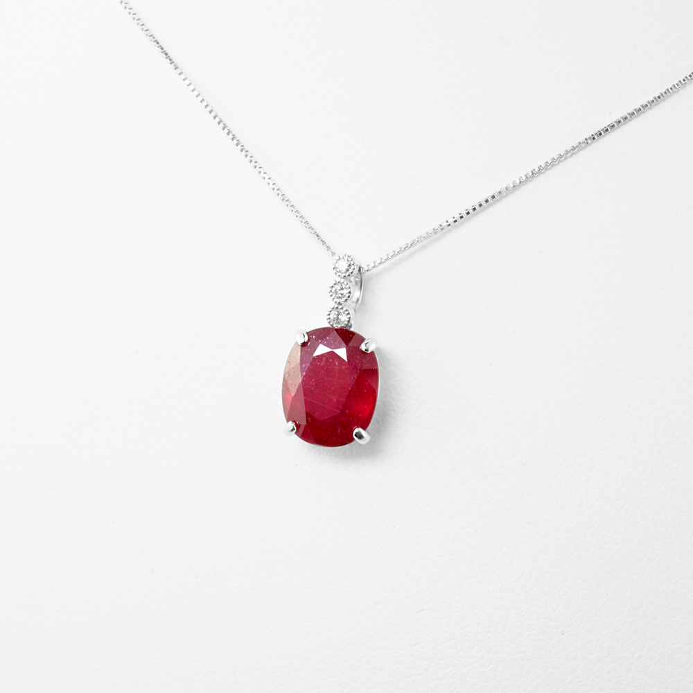 天然ルビー 3.836ct ダイヤモンド 0.04ct K18WG 1.9g 18金ホワイト