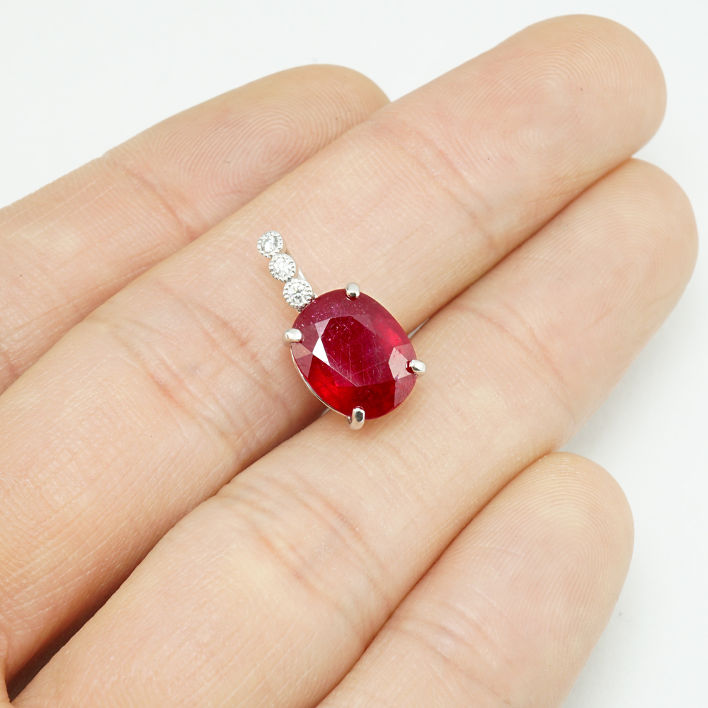 天然ルビー 3.836ct ダイヤモンド 0.04ct K18WG 1.9g 18金ホワイト